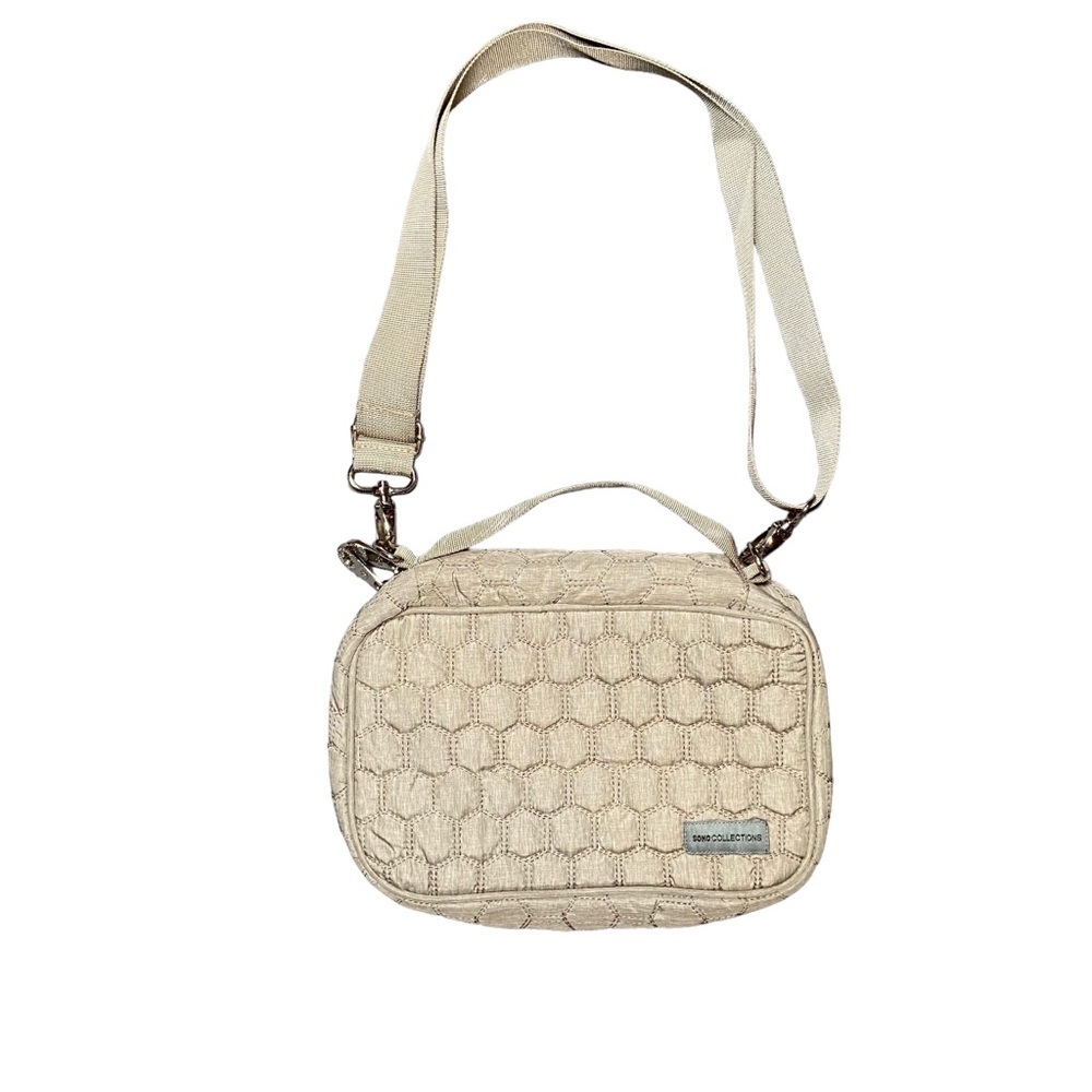 5/$25 Soho Diaper‎ Bag Tan Neutral Quilted Carrying Strap Small Travel